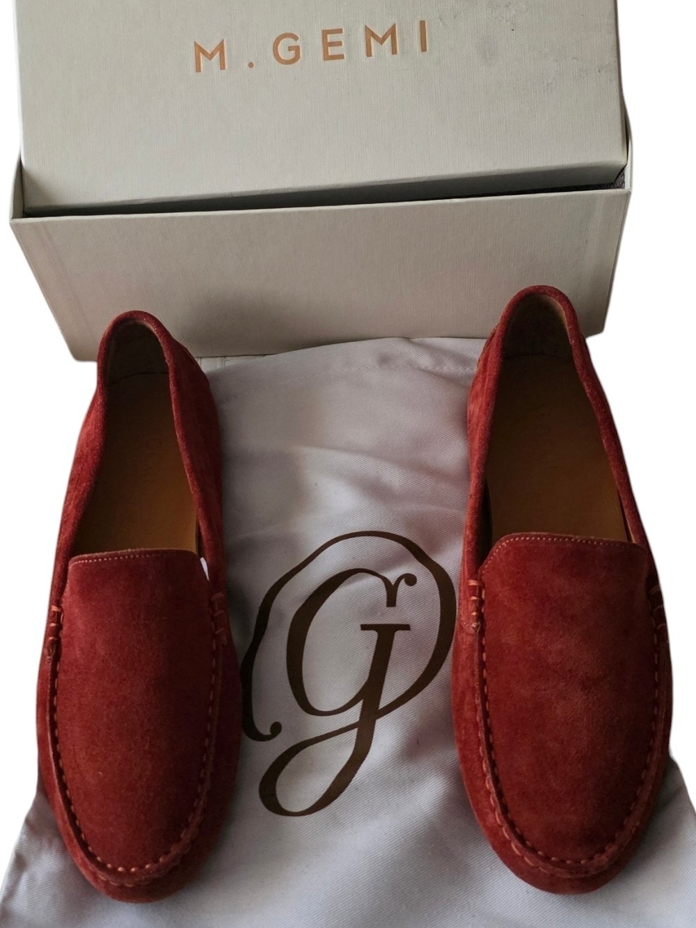 M.Gemi The Felize Suede Driving Loafers in Burnt Orange- Women's Size 40